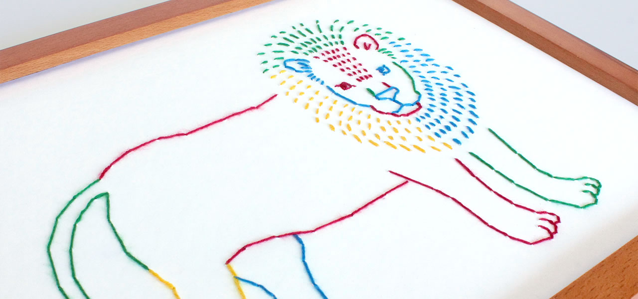 lion embroidered picture
